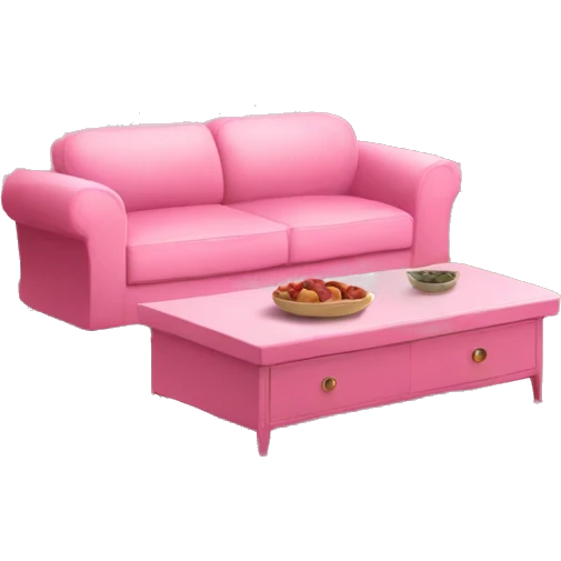 Pink pretty Living room, pink sofa, pink tv, pink dinner table emoji