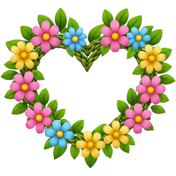 Natural flower crown in a heart shape emoji