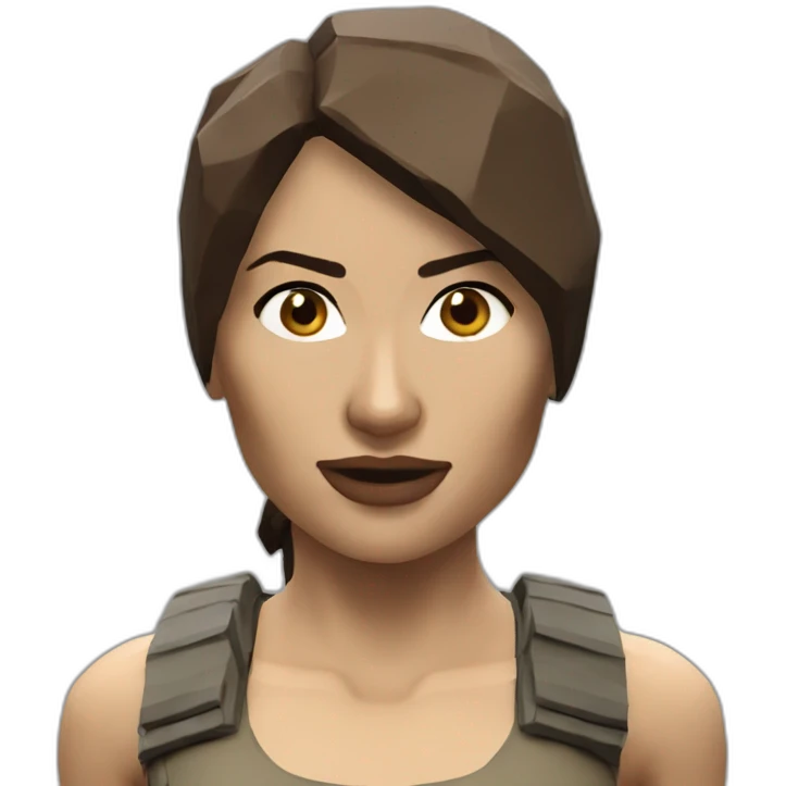low poly angelina julie as tomb raider, hyper realistic emoji