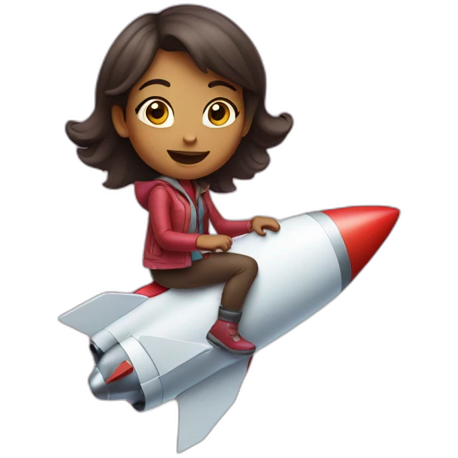 Girl riding rocket emoji