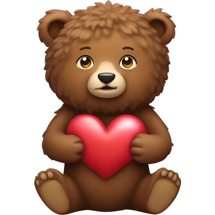 bear with an afro holding a heart emoji
