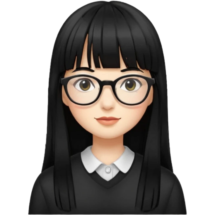 lecture girl with straight bangs fringe long black color hair  emoji