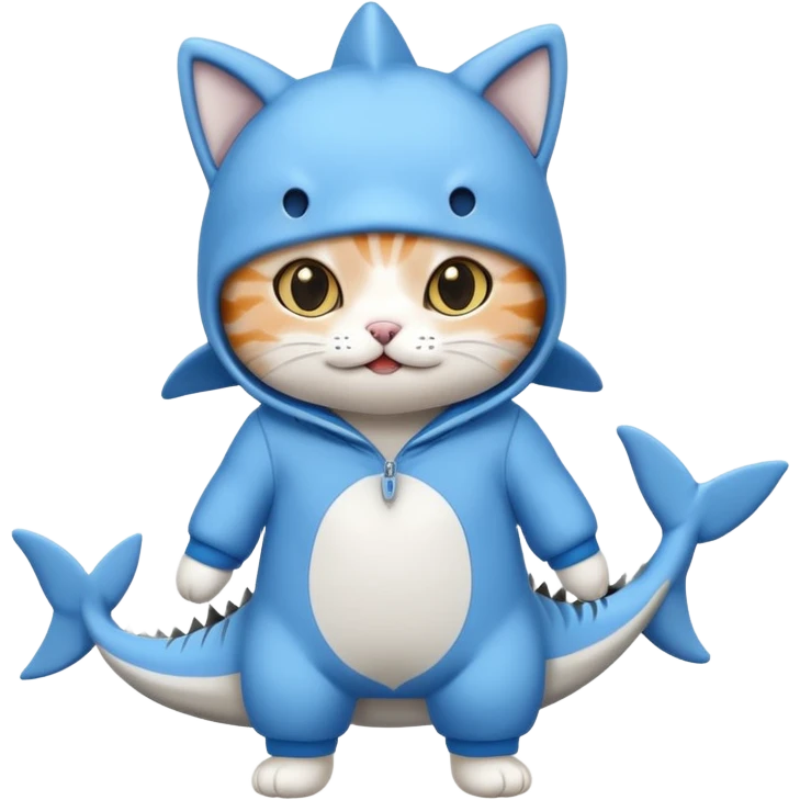 Cat in a shark onesie emoji