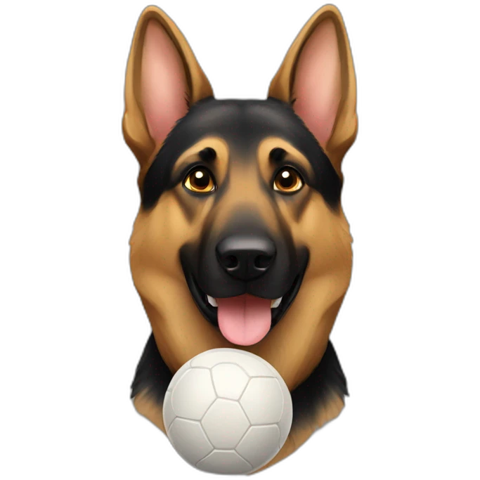 German shepherd with ball emoji