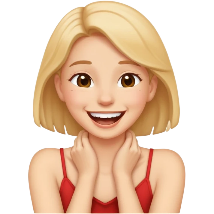 Girl holding her neck ￼ and laughing  emoji
