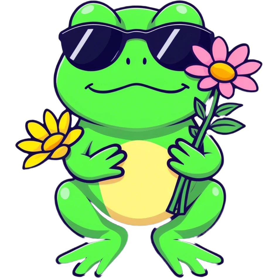 toad with sunglasses and flowers emoji
