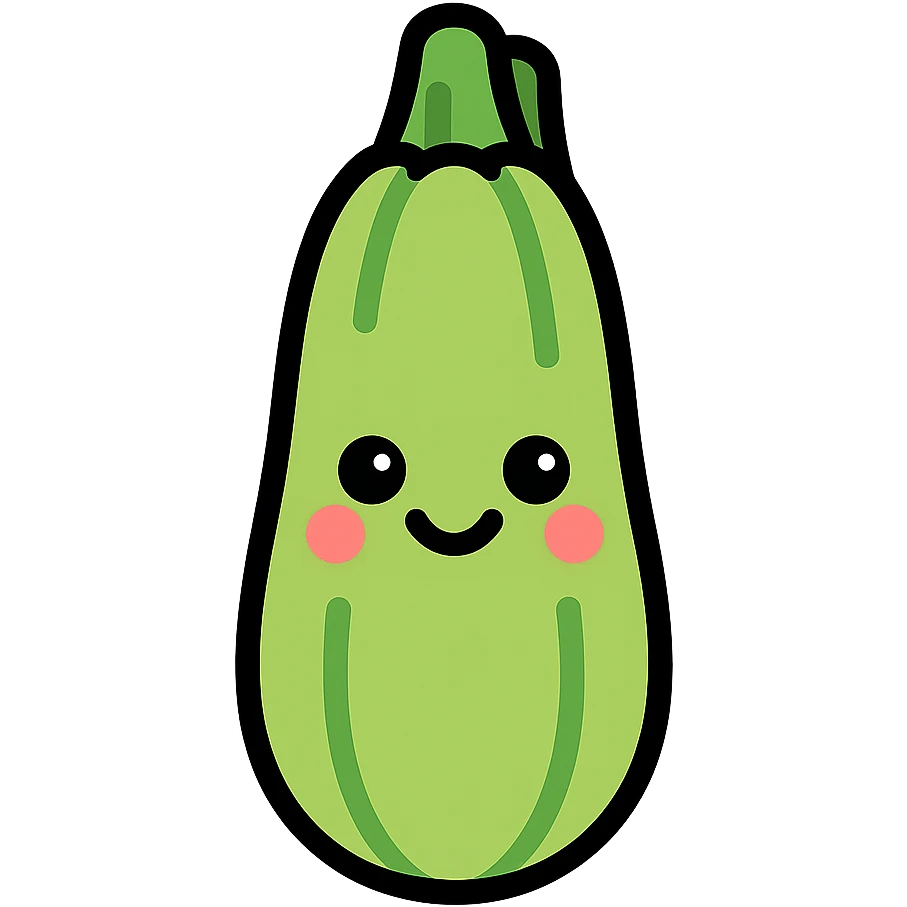 A cute and expressive zucchini emoji. emoji