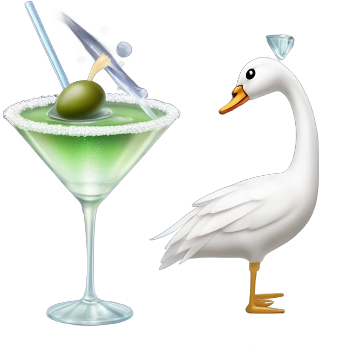A martini with a posh swan emoji