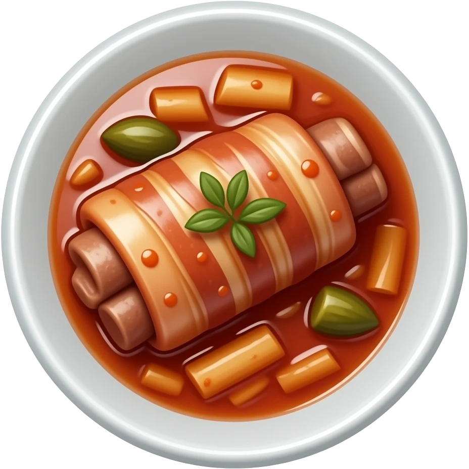 Korean Boiled-Pork wrapping by kimchi on dish no dimsum emoji