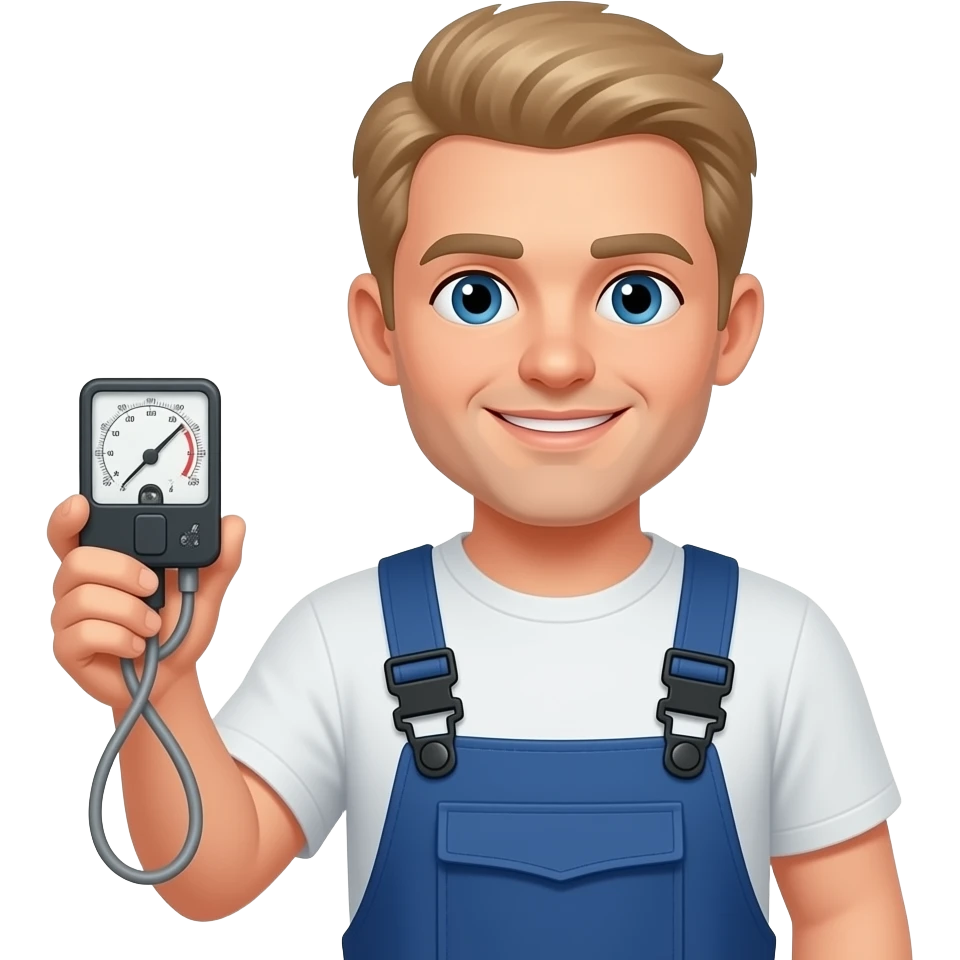 male electrician light hair with electrical meter wearing overalls emoji