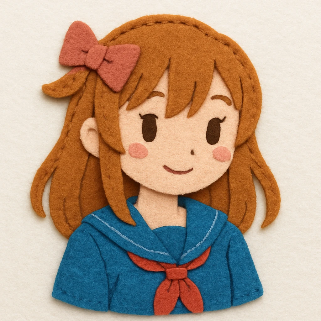 anime girl, felt patch style emoji