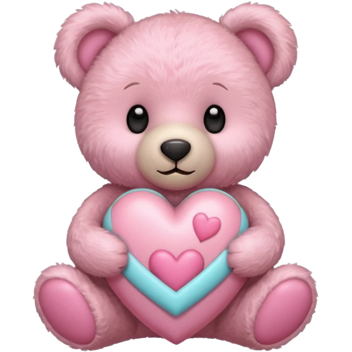 Valentine teddy bear with pastel pink heart emoji