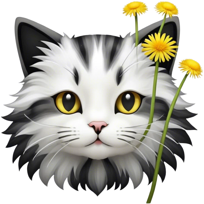 Cat breathing on dandelion emoji