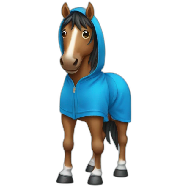 horse wearing blue hoodie emoji