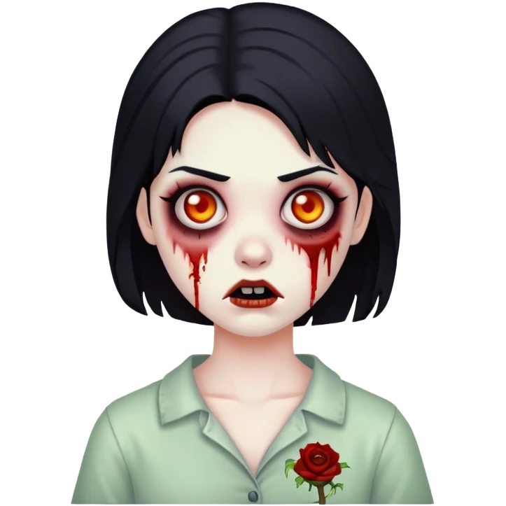 girl zombie with black hair emoji emoji