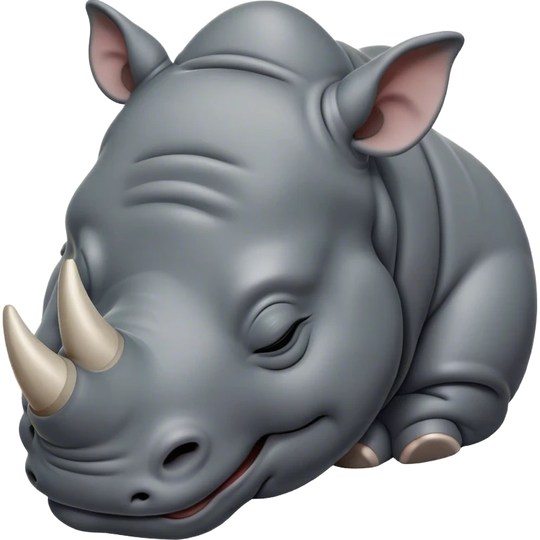 Meme-Worthy Cute Sleeping Rhinoceros Portrait Emoji, Head resting peacefully with a contented smile, showcasing a massive, robust build and a luxuriously soft slate-gray hide, eyes shut in a serene, restful nap, Simplified yet hilariously adorable features, highly detailed, glowing with a soft, drowsy light, high shine, relaxed and utterly lovable, stylized with an air of playful laziness, bright and heartwarming, soft glowing outline, capturing the essence of a comically sleepy rhinoceros, so meme-worthy it feels like it could instantly become the next viral sensation of adorable slumber! emoji