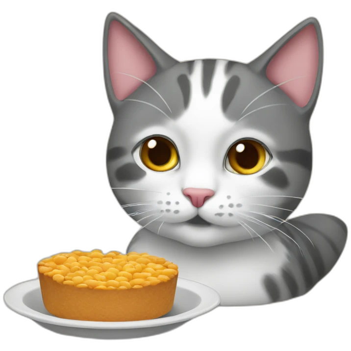 Katze mit Katzenfutter am Essen emoji