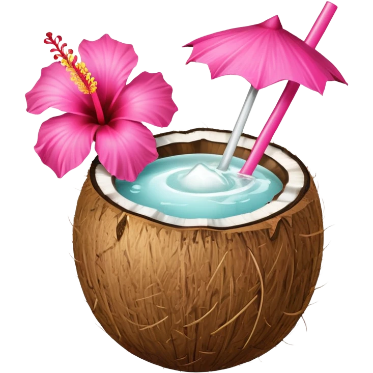 coconut drink with flowers emoji