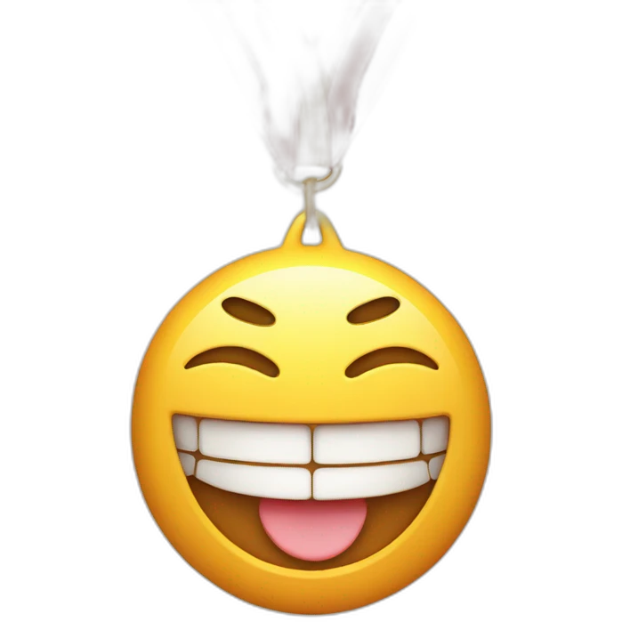 an iOS-style emoji biting first place medal emoji