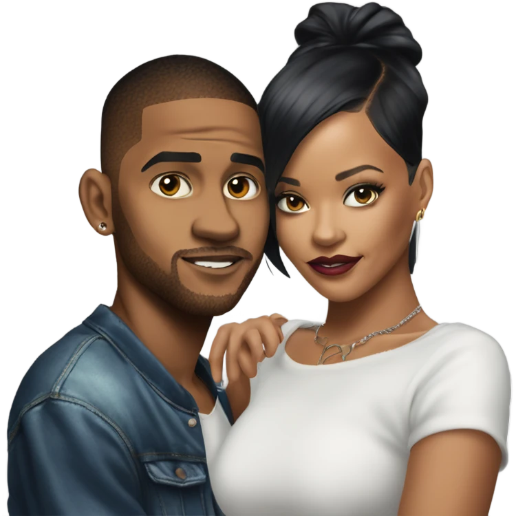 Hyper Realistic C Breezy and Rhianna romantic photo  emoji