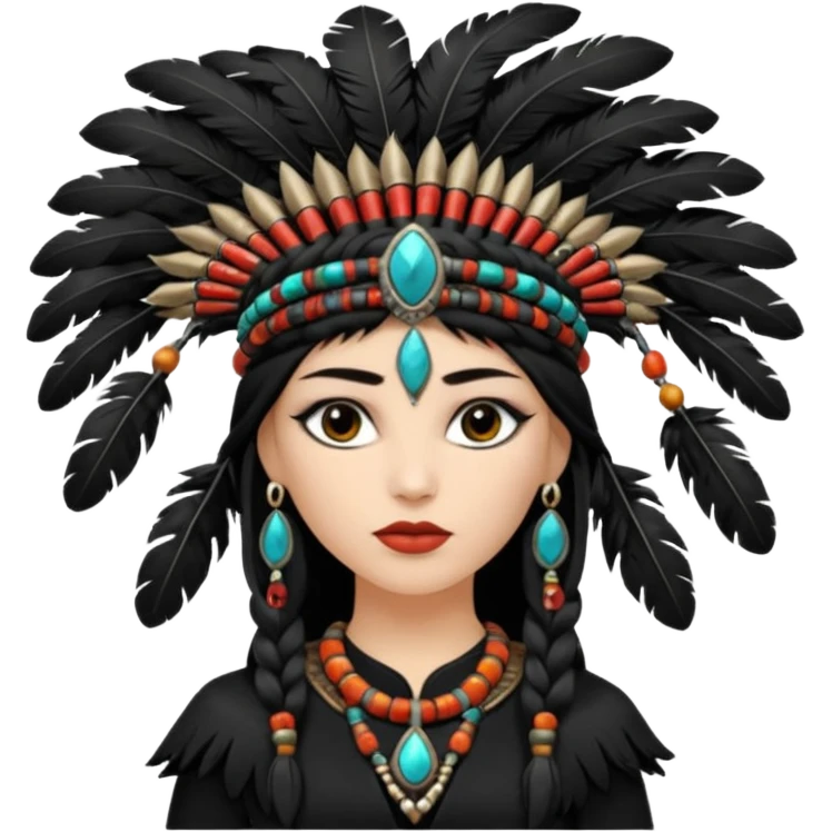white shaman woman black clothes black accesories  emoji
