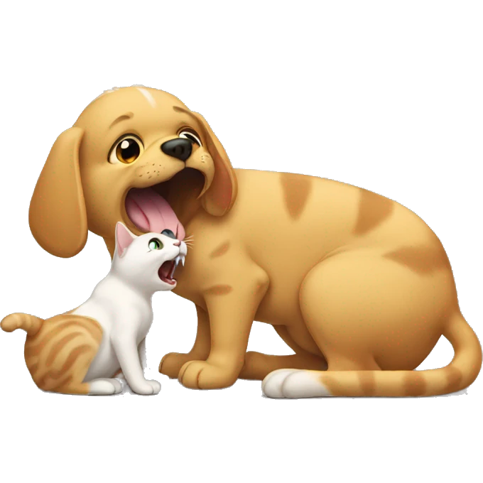 Cat eating dog emoji