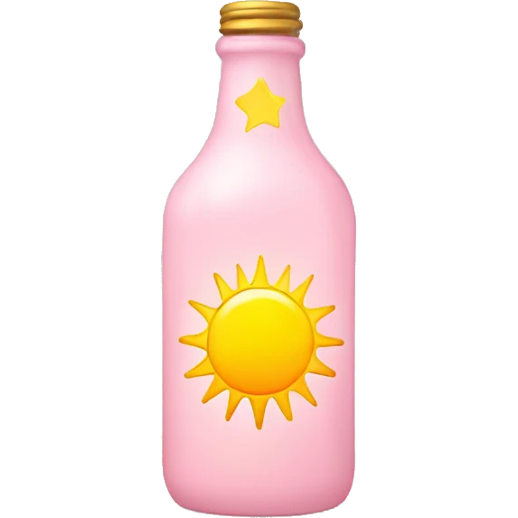 Pale pink bottle with light yellow sun in center emoji