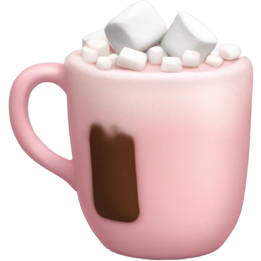 Light Pink mug of hot chocolate with marshmallows  emoji