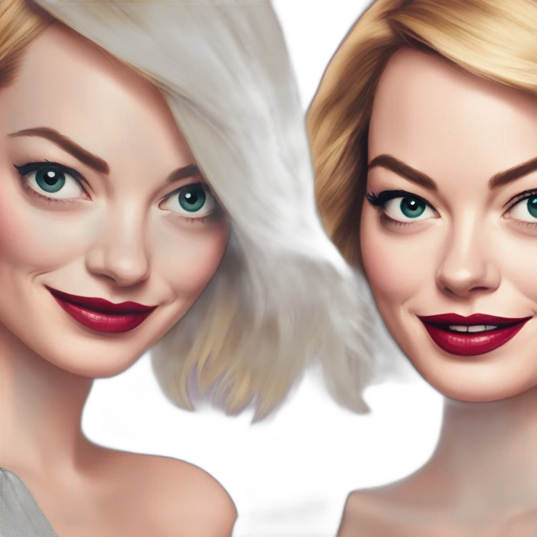 Emma stone with margot robbie emoji