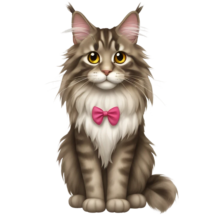 Maine Coon girl with bow emoji