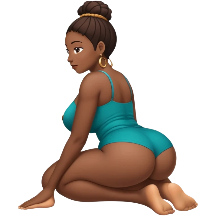 fullbody busty African pawg buxom bending over and sitting on soles backview sfw emoji