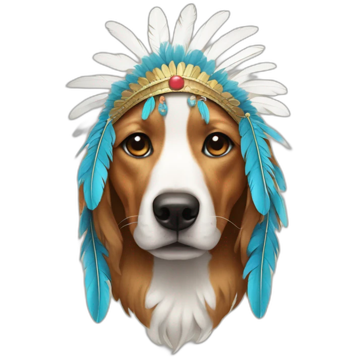 Dog wearing feathered headdress emoji