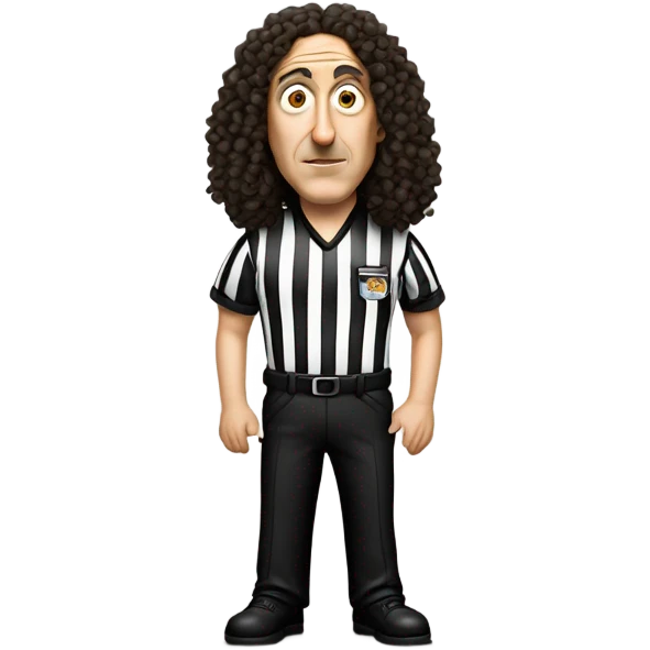 Weird Al Yankovic without wrinkles, and wearing a referee shirt emoji