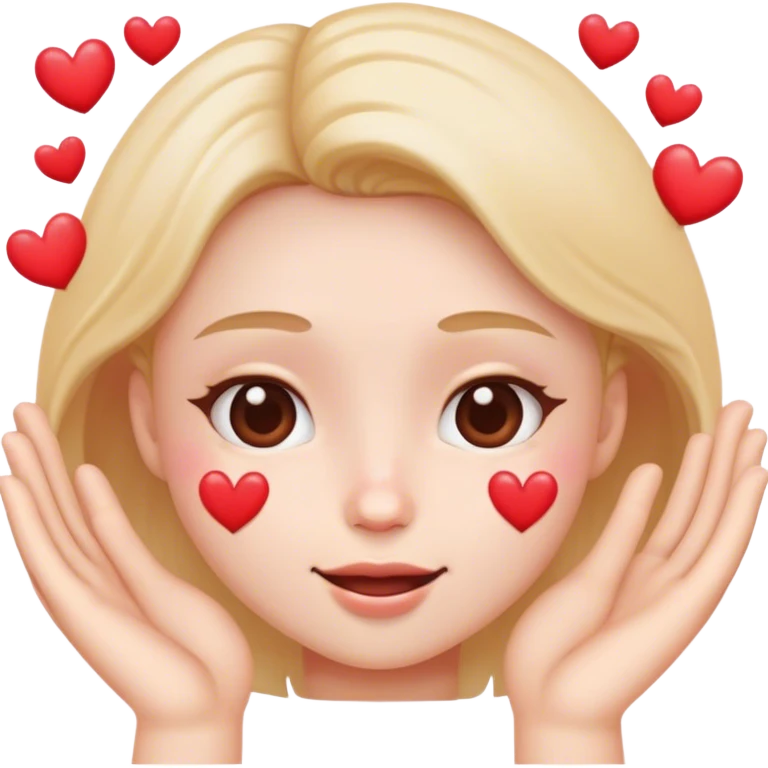 Cute face with hearts and hands showing off face emoji