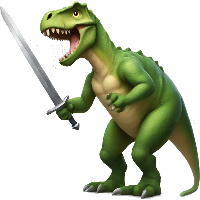 Dinosaur holding a sword emoji