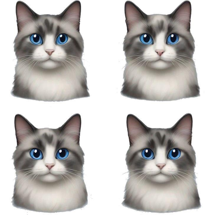 Blue tortie ragdoll cat playing emoji