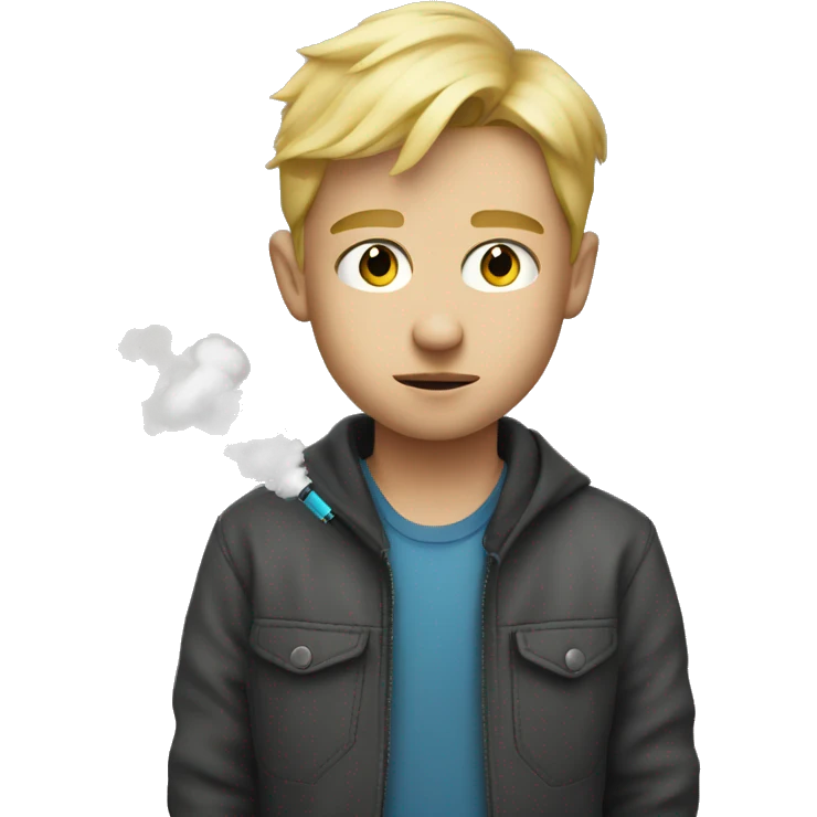 blonde boy portrait looking at viewer vape emoji