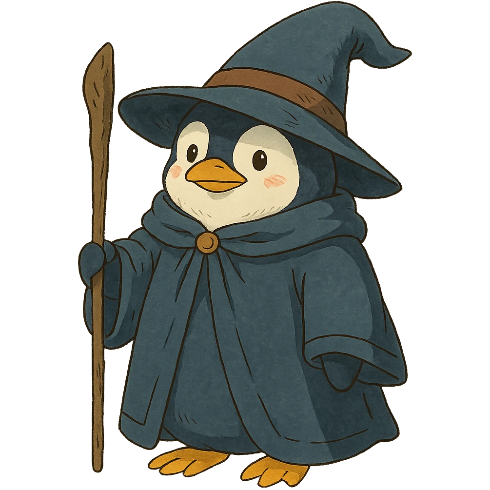 ghibli style penguin wizard emoji