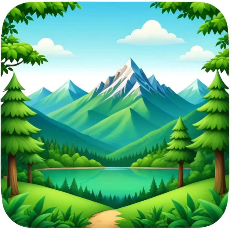 lush green forest with mountains emoji