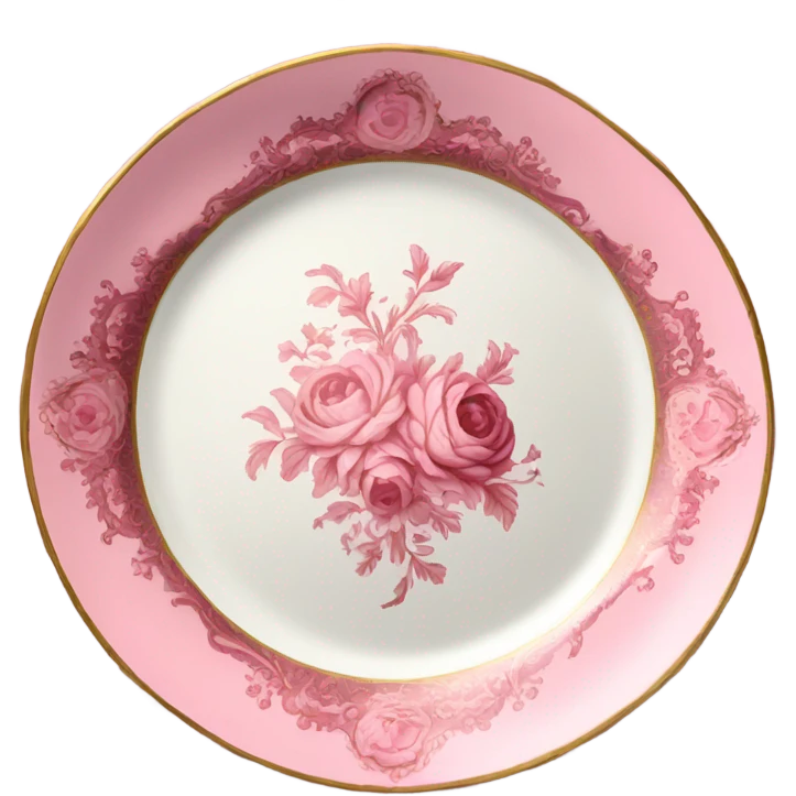 vintage rococo highly detailed flower pink plate emoji