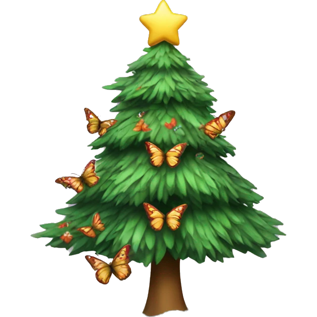 Christmas tree with butterflies emoji