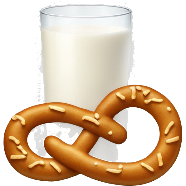 A glass of milk with a pretzel emoji