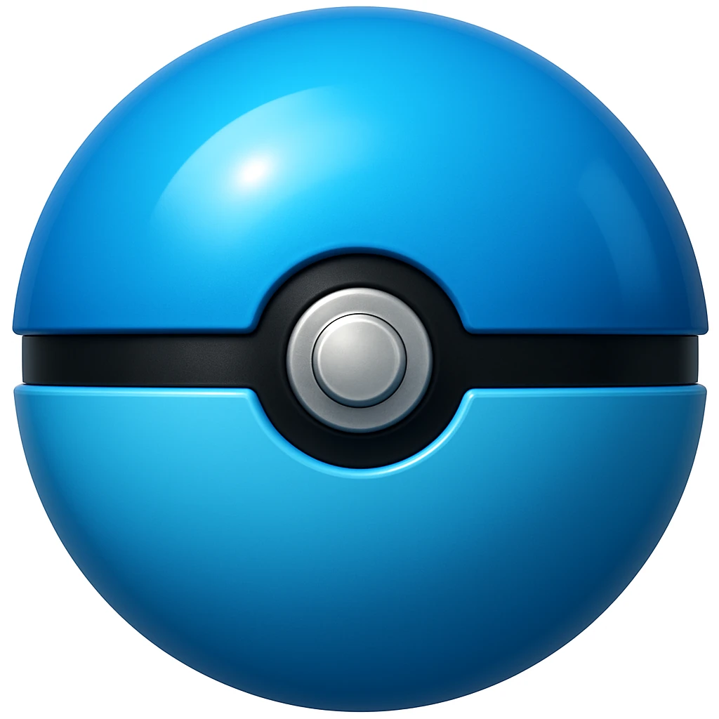 blue pokeball emoji with a black stripe and highlights like in the second reference image. Make the blue more vibrant. emoji