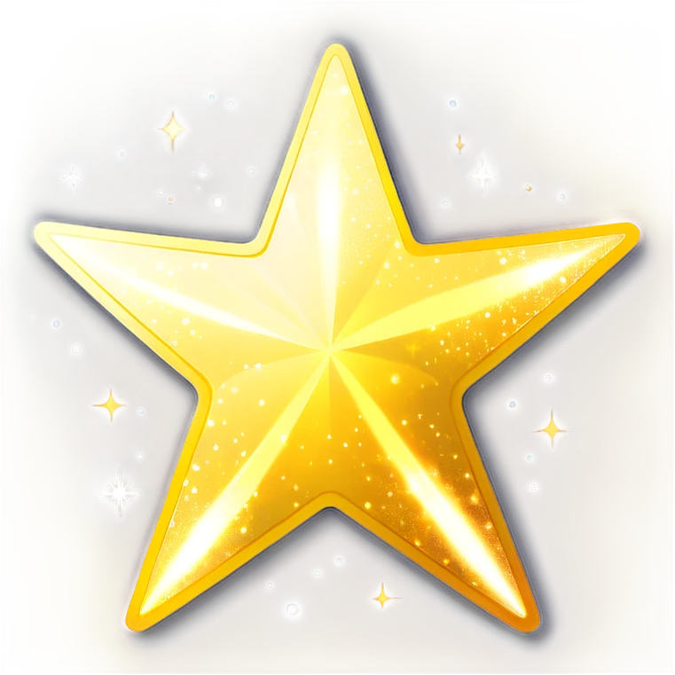 glowing childlike golden star with a trail of star dust emoji