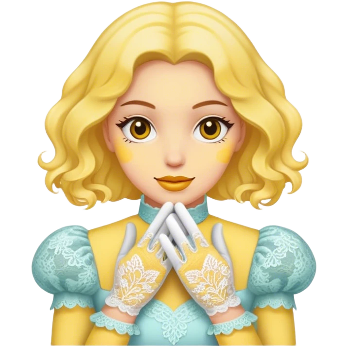 Make sweet lace gloves with a yellow emoji arm in them emoji