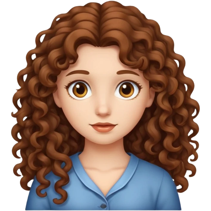 Girl with long brown curly hair emoji