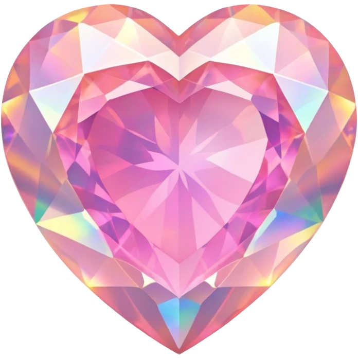 Faceted heart-shaped pink fire opal with holographic flashes and iridescent shine emoji