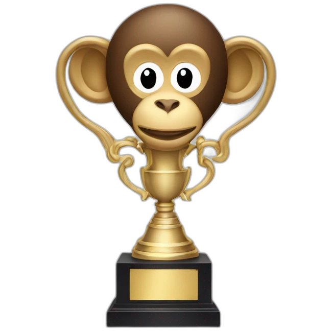 trophy with monkey's logo on it emoji