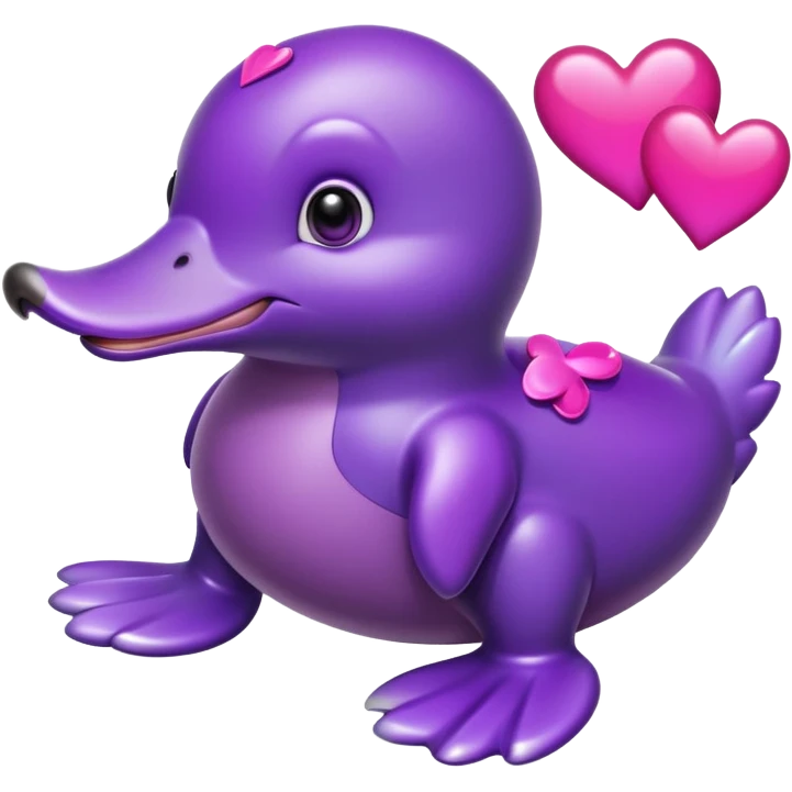 purple platypus with hearts emoji