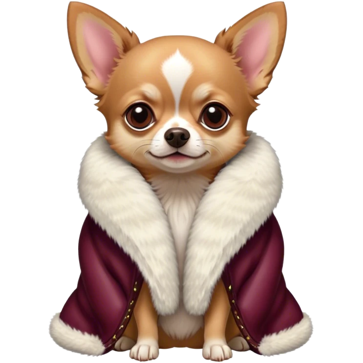 Chihuahua in a fur coat burgundy color emoji